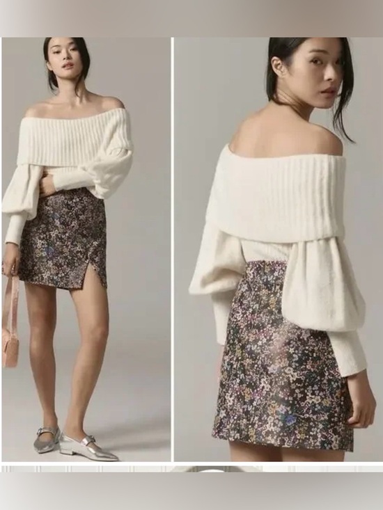 Maeve Dresses & Skirts - Maeve Floral Pencil Skirt in Black with Mustard & Purple